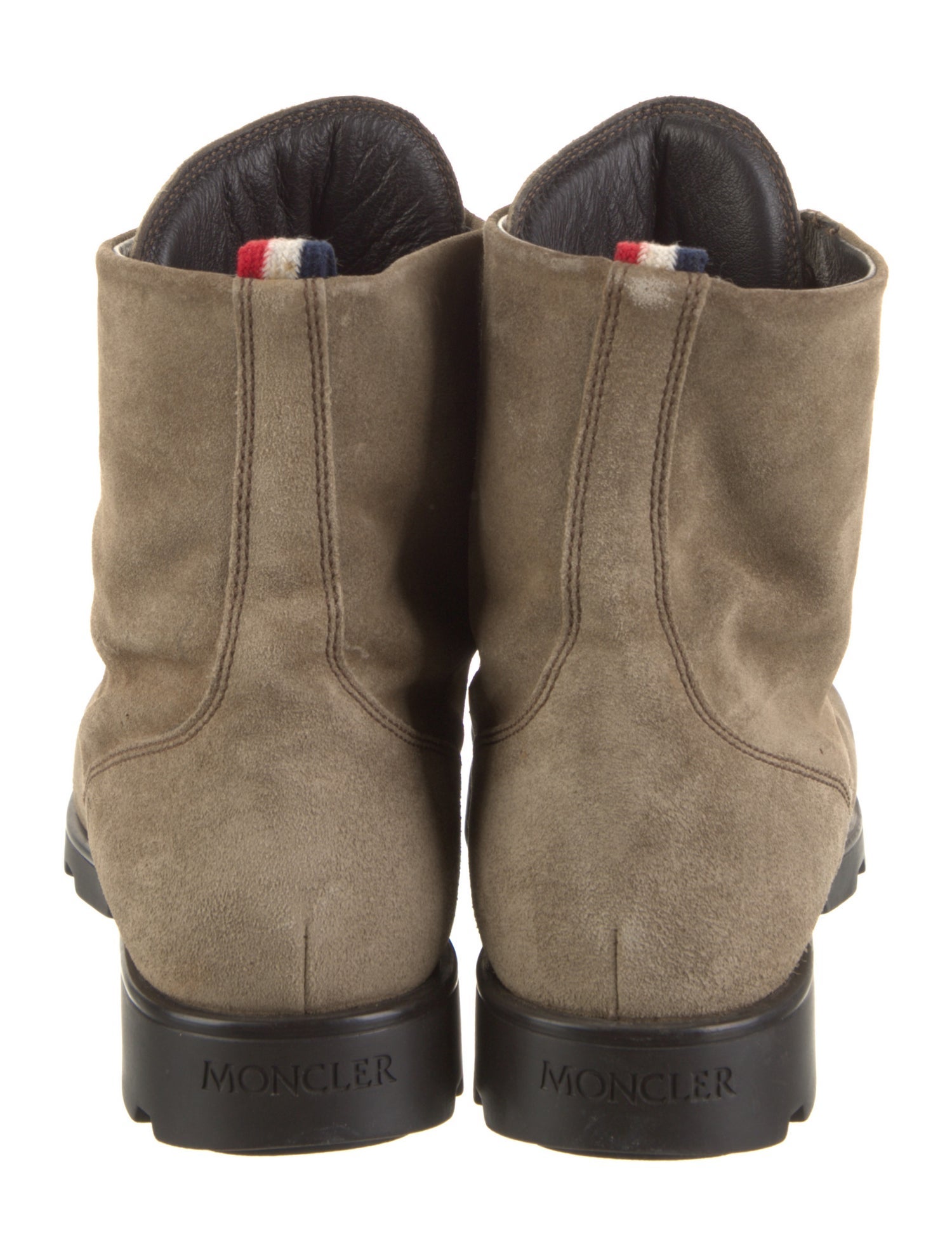 Moncler Suede Embroidered Accent Combat Boots